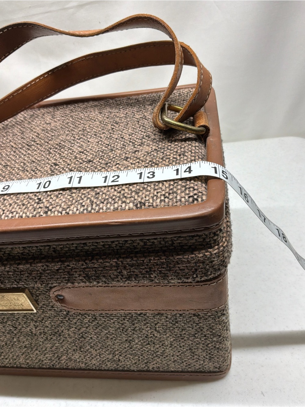 Vintage Hartmann Tweed Travel Train Case with Leather Trim 2 Zip Pouches Inside - Picture 16 of 16
